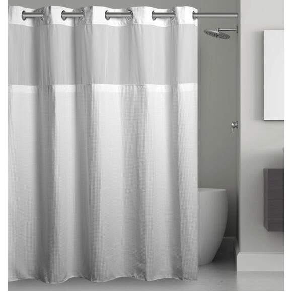NWT - Hookless Waffle 71 in. W x 74 in. L Polyester Shower Curtain in White - Picture 1 of 4